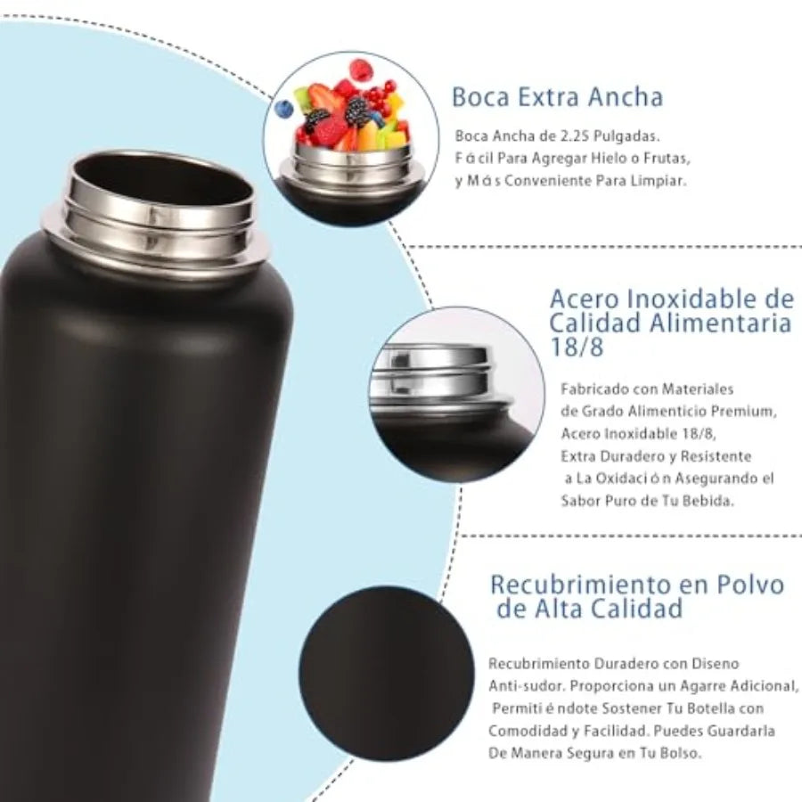 Insulated Stainless Steel Bottle With Paracord Handle And Spout Lid