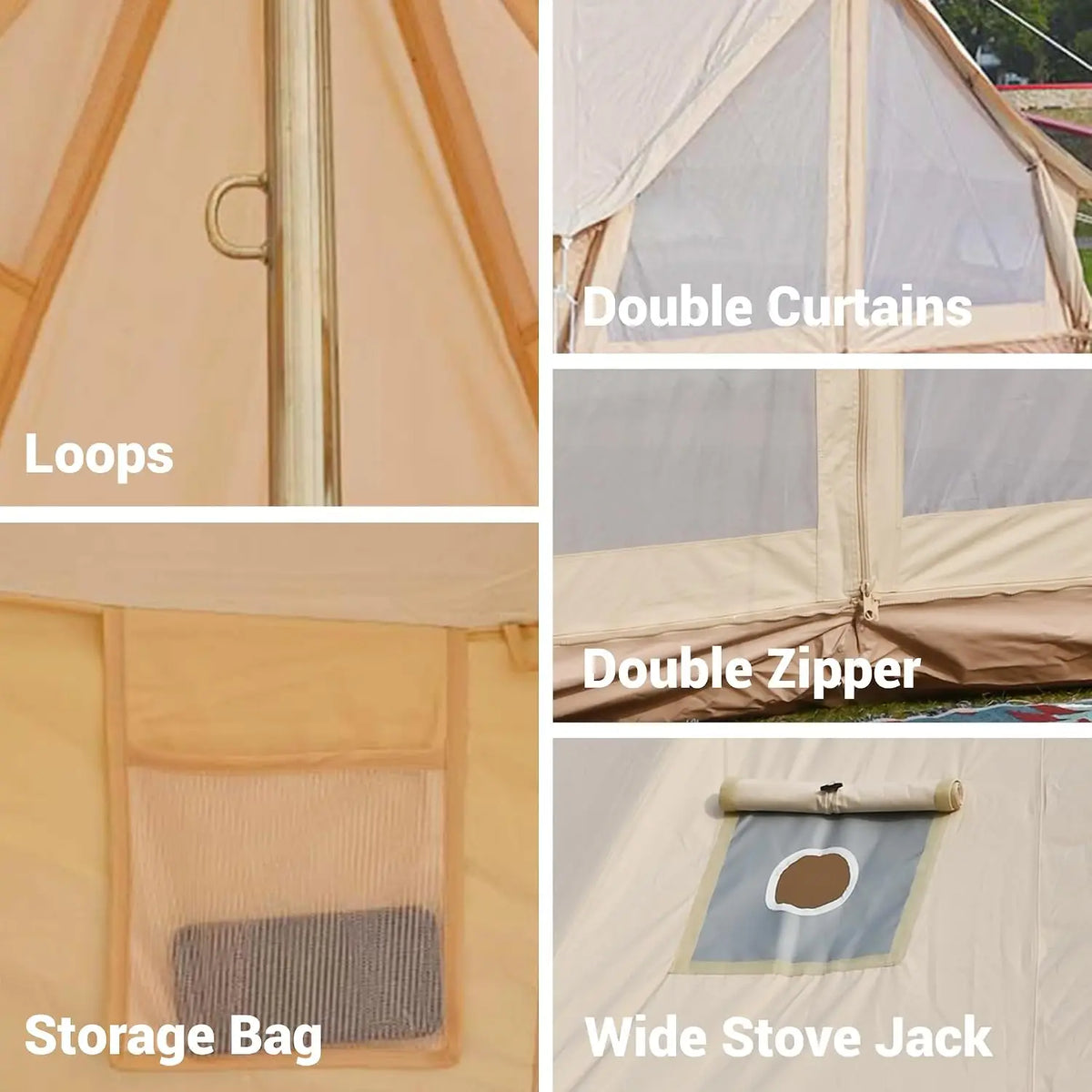 TACLEEKII Bell Tent With Stove Jack For Glamping Camping