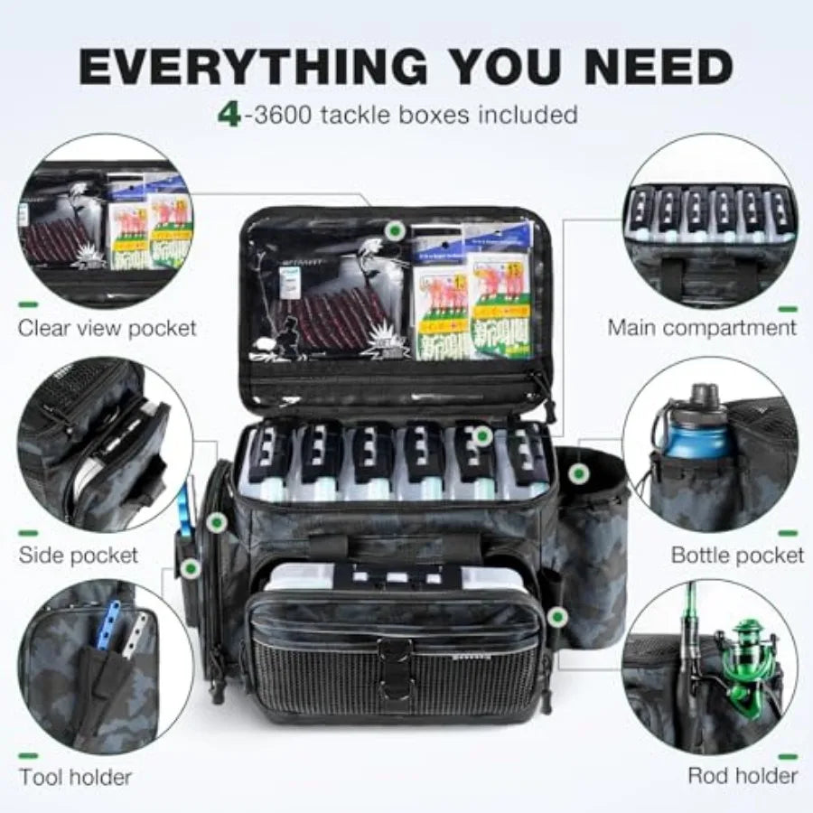 Waterproof Fishing Tackle Box Organizer With Removable Dividers