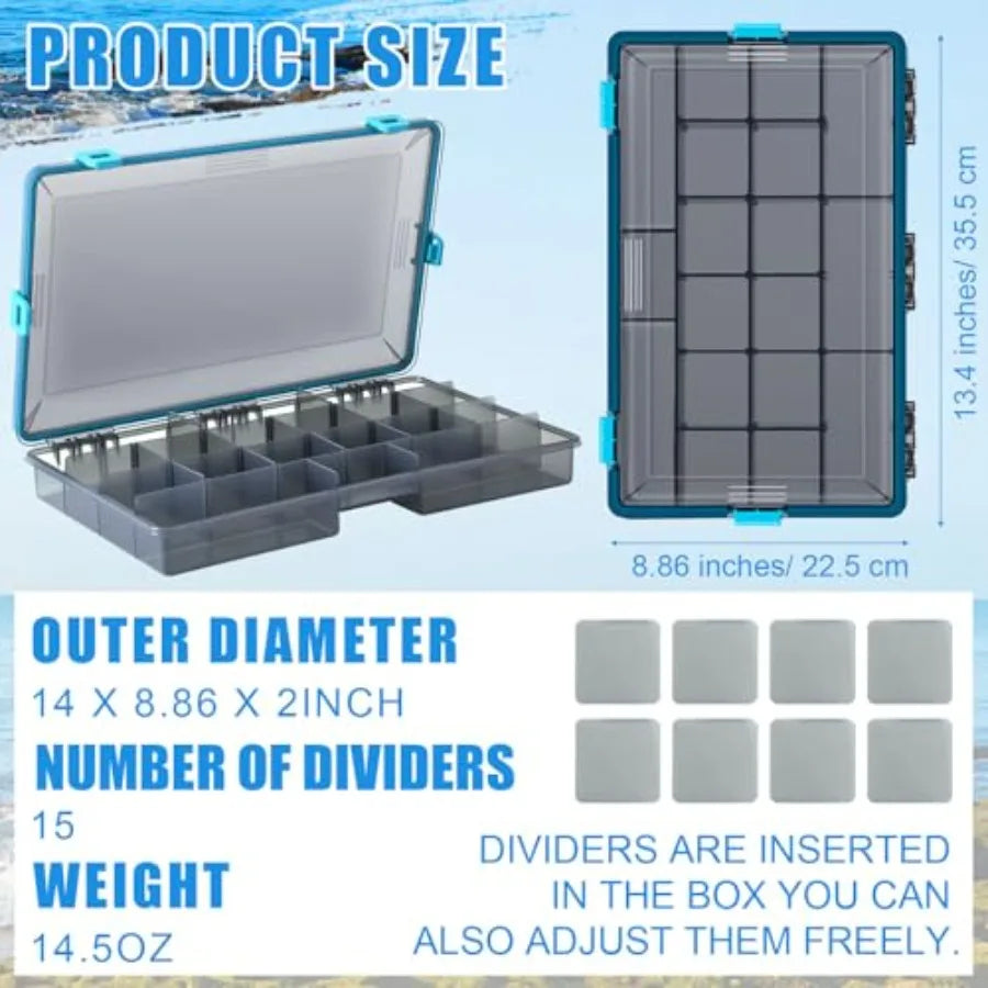 Waterproof Fishing Tackle Boxes With Removable Dividers And Storage Organizer