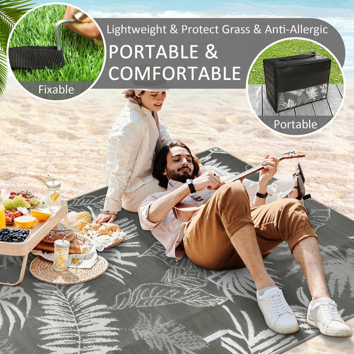 Waterproof Recycled Plastic Outdoor Rug For Patio And Camping