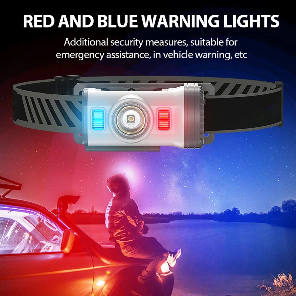 COB LED USB Headlamp With Work And Warning Light