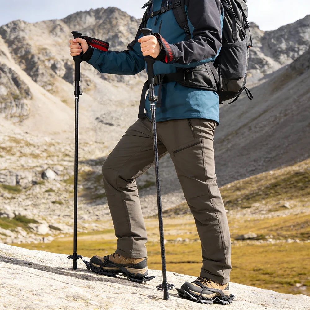 OKHEALING Carbon Fiber Folding Trekking Poles For Hiking
