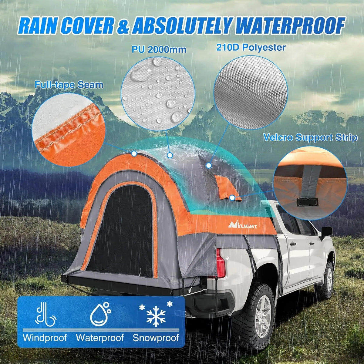 Waterproof Double Layer Pickup Truck Bed Camping Tent