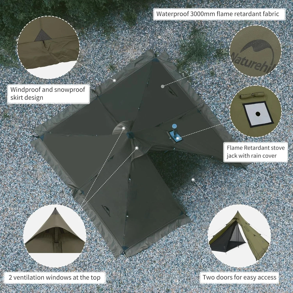 Naturehike Camping Tent With Chimney Window And Double Layer