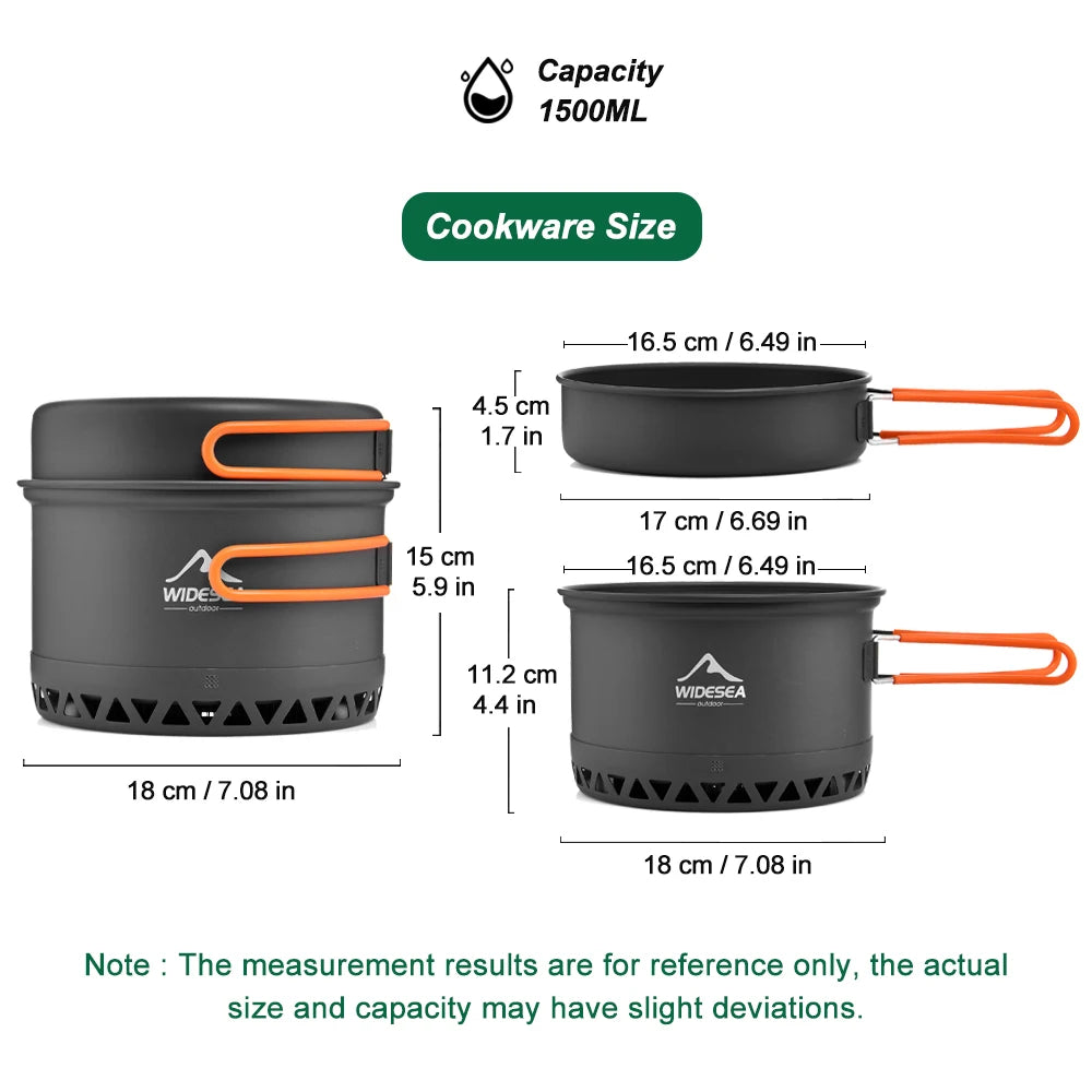 Widesea Outdoor Camping Cookware Set With Kettle And Cups