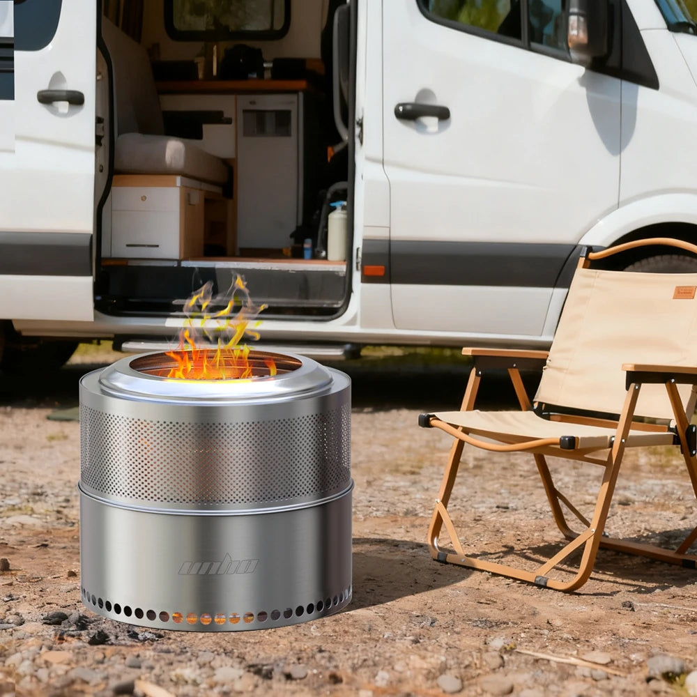 Portable Smokeless Stainless Steel Wood Burning Fire Pit for Camping