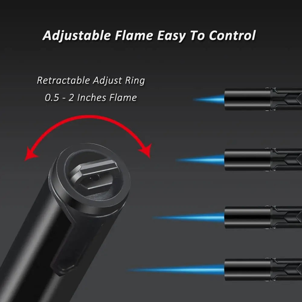 Adjustable Windproof Butane Torch Lighter With Long Jet Flame