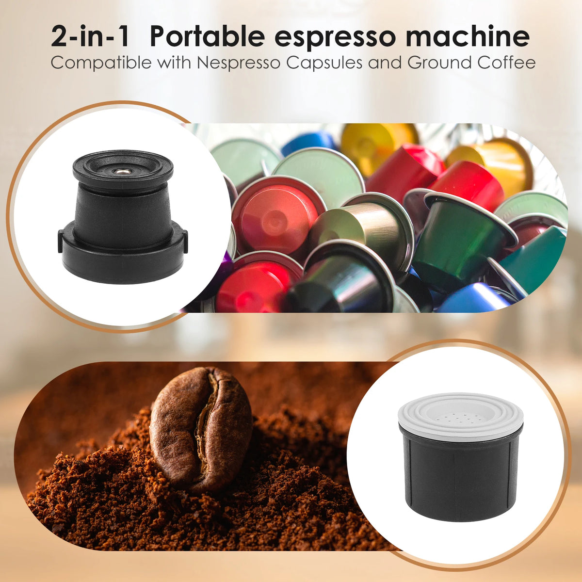 BioloMix Portable Manual Espresso Coffee Maker For Ground And Capsules