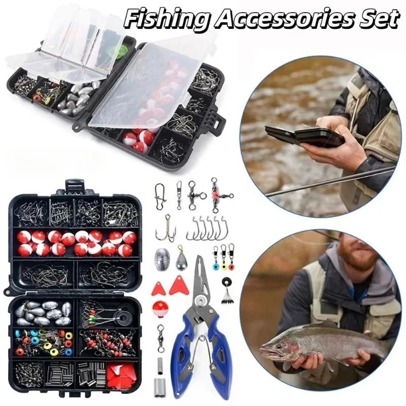 Fishing Tackle Kit With Lures Hooks And Storage Box