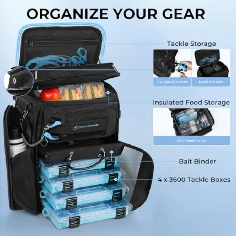 GearMaster Fishing Tackle Backpack With Bait Binder