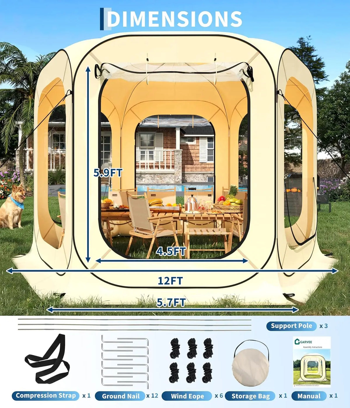Tacleekii Portable Pop Up Screen Tent Shelter