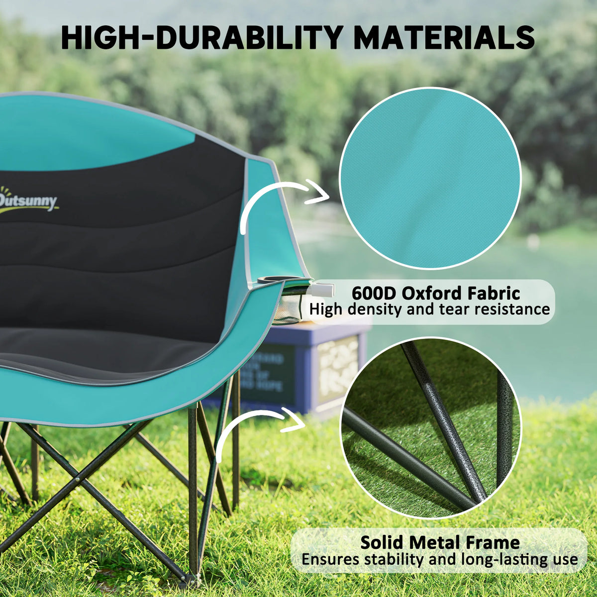 Outsunny Double Padded Folding Camping Chair For Adults