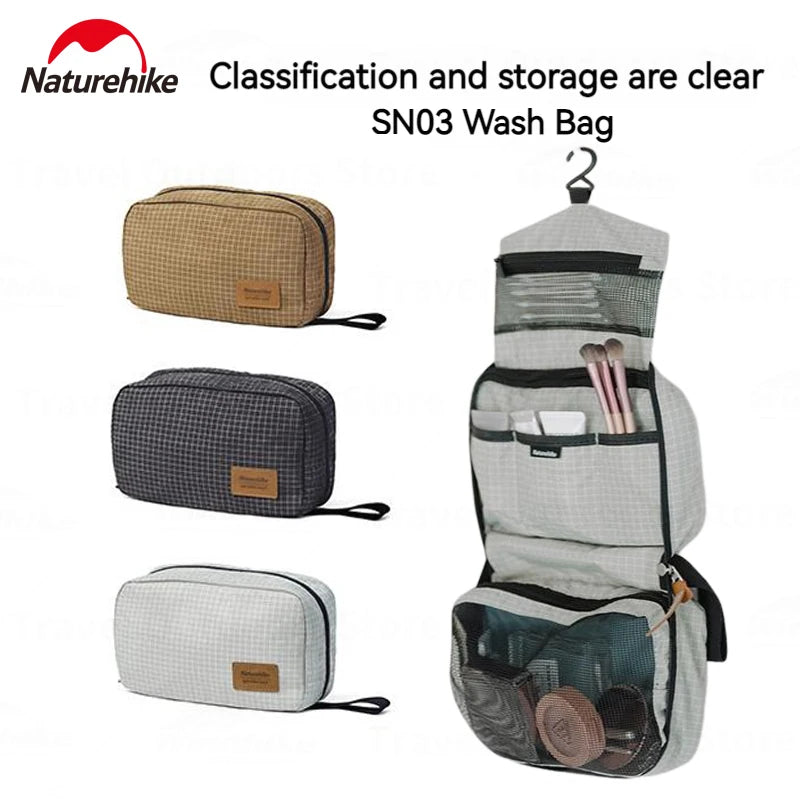 Naturehike Waterproof Hanging Toiletry Bag With Wet And Dry Compartments