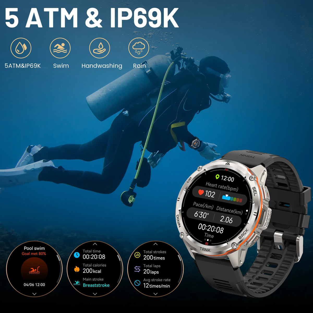KOSPET TANK T3 Ultra GPS Rugged Smartwatch With Fitness Tracking