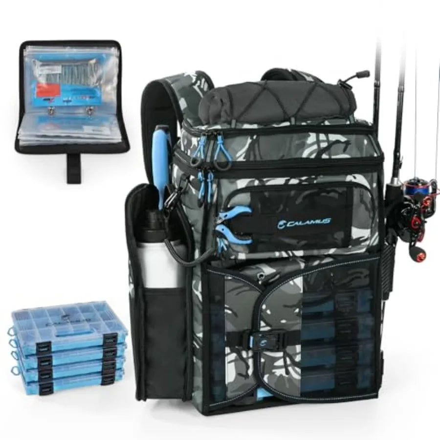 GearMaster Fishing Tackle Backpack With Bait Binder