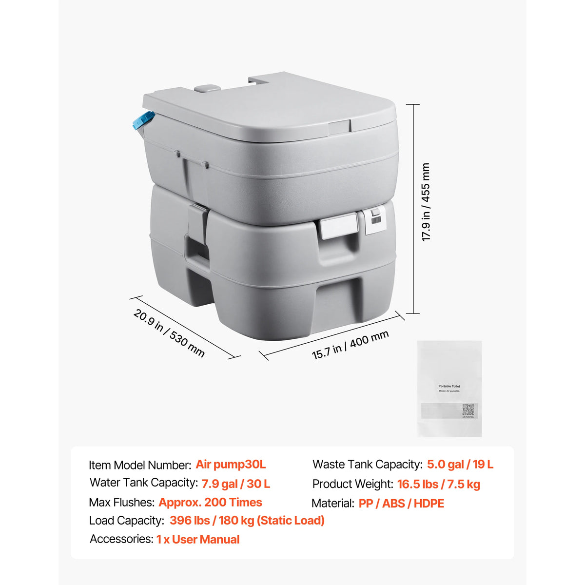 SucceBuy Portable Toilet With Detachable Waste Tank And Level Indicator