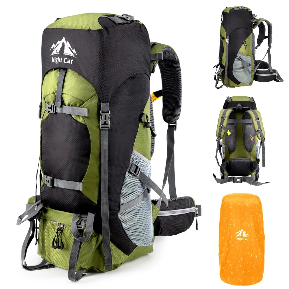 Night Cat Waterproof Hiking Backpack With Rain Cover