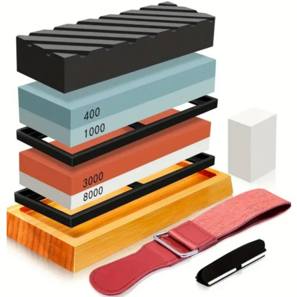 AHTOSKA Knife Sharpening Stone Kit With Strop And Angle Guide