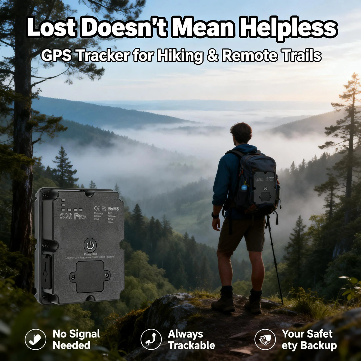 Wanwaytech 4G GPS Tracker With SOS For Outdoor Adventures