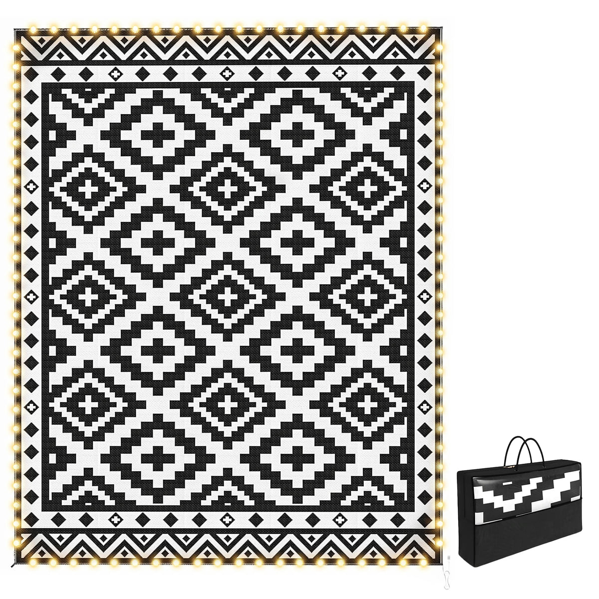 Outsunny Reversible Geometric Outdoor Rug