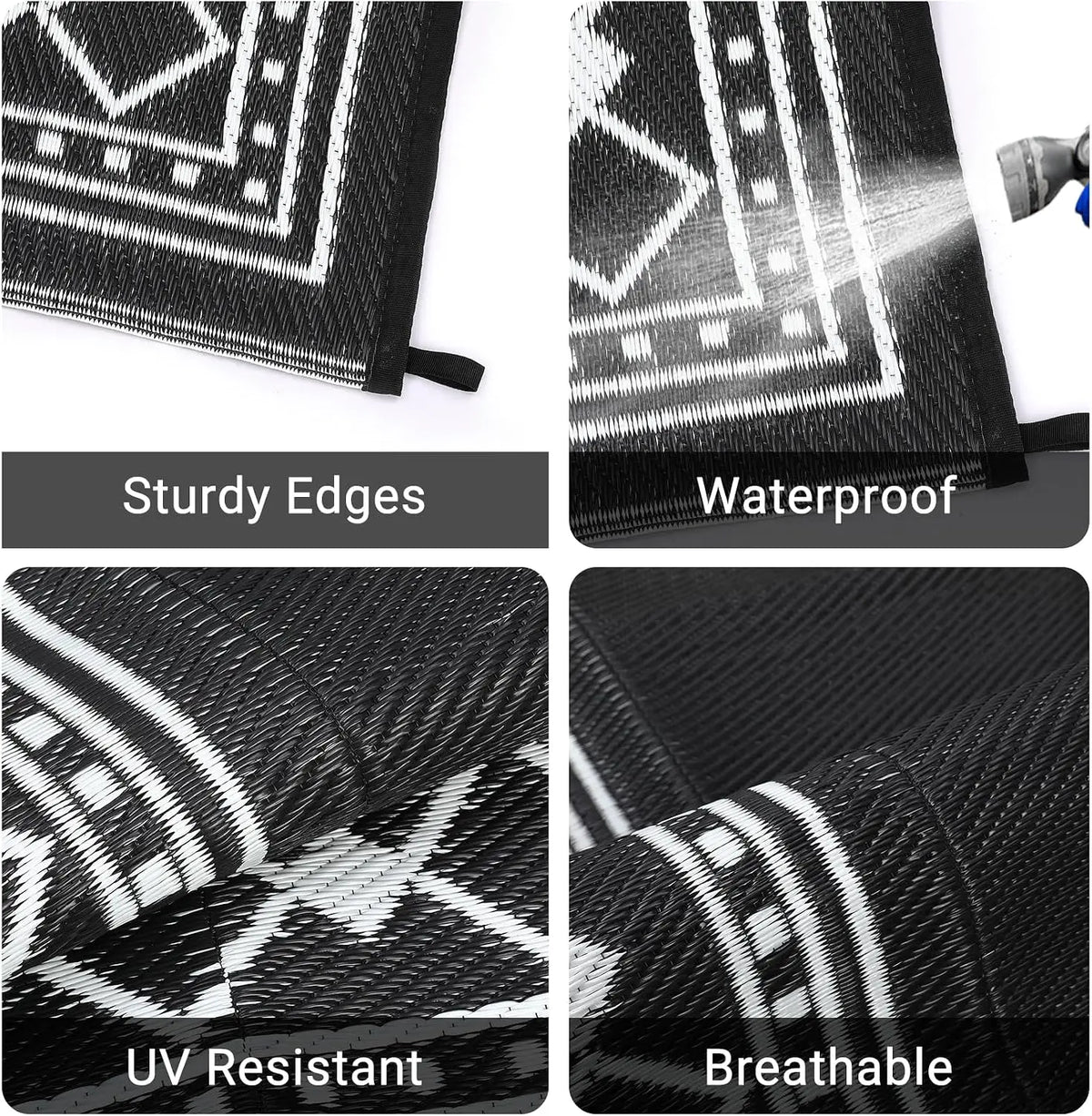 TWISTER.CK Waterproof Reversible Outdoor Plastic Patio Rug