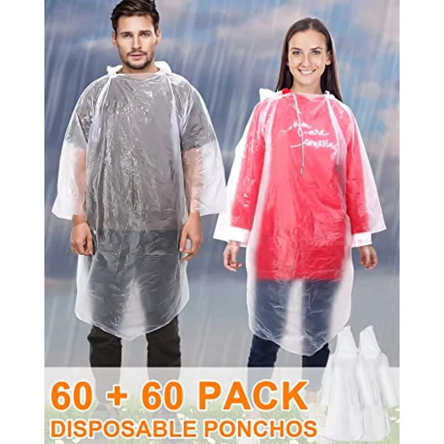 Disposable Hooded Rain Ponchos For Emergency And Travel