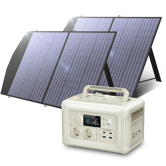 Allpowers Portable Solar Panel Kit With 600W LiFePO4 Power Station