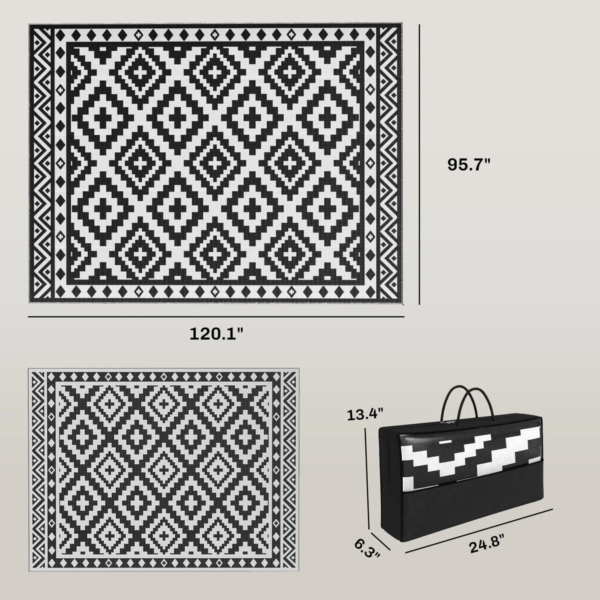 Outsunny Reversible Geometric Outdoor Rug