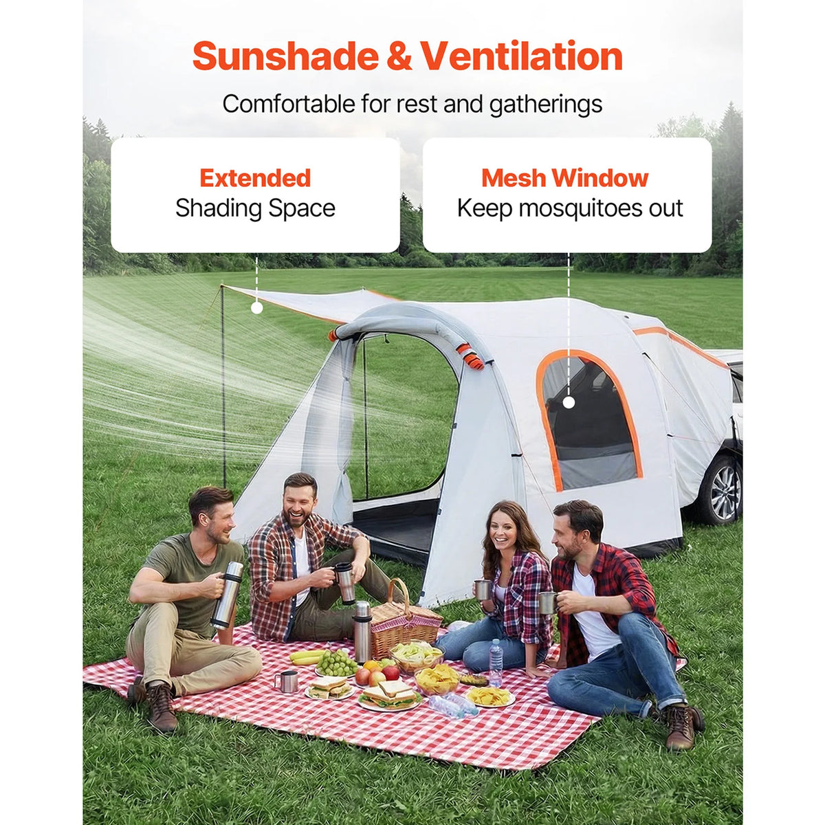 SucceBuy Inflatable SUV Tent With Awning For Camping