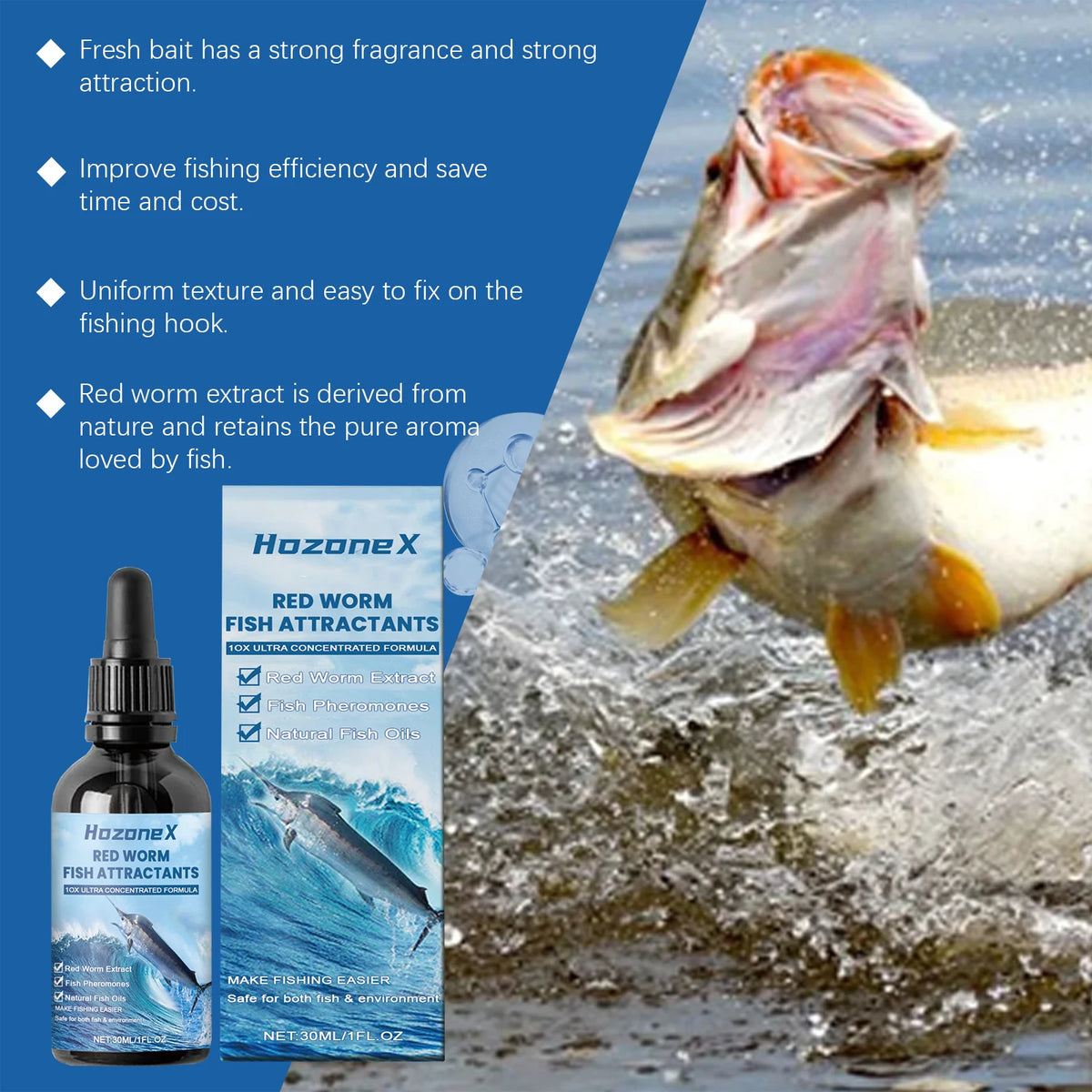 Red Worm Fishing Bait Attractant Liquid for Freshwater and Saltwater