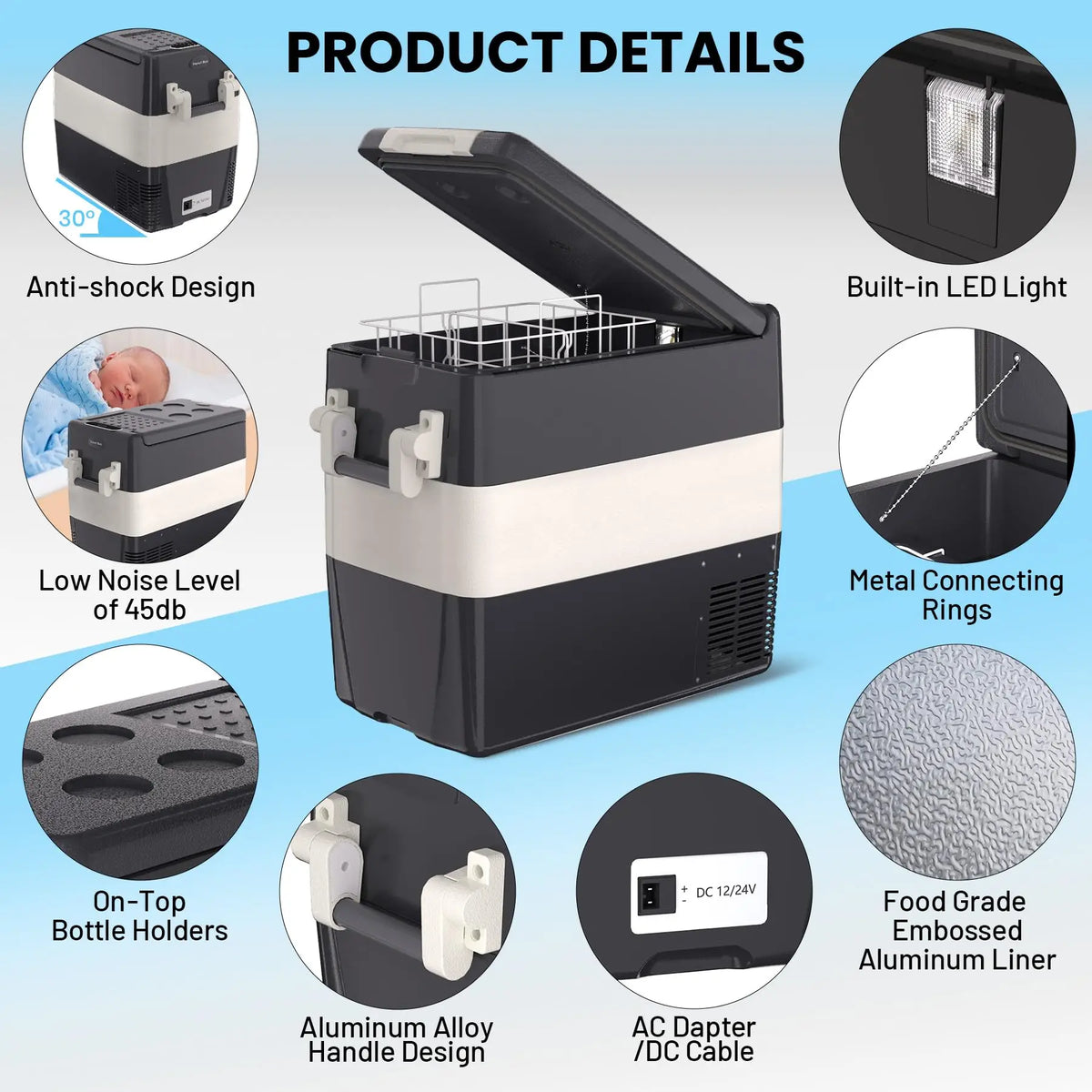 HiMISS Portable 12V Car Refrigerator Freezer for Camping and Travel