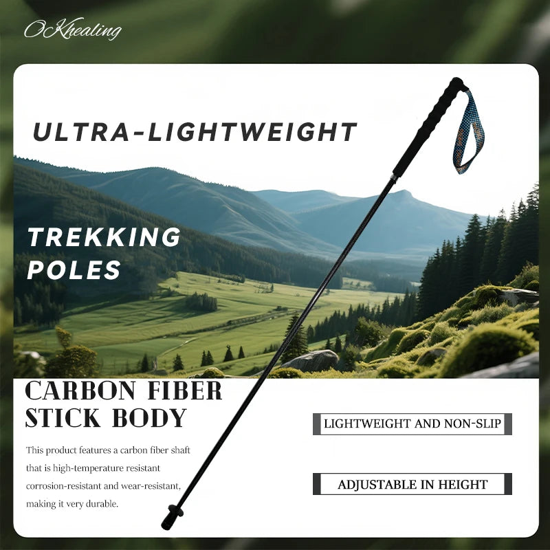 OKHEALING Carbon Fiber Collapsible Trekking Poles