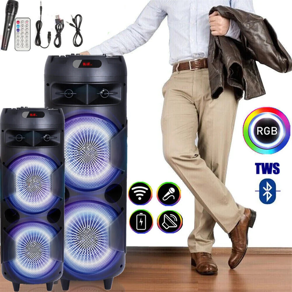 CURUK Portable Bluetooth Party Speaker With Bass And RGB Lights