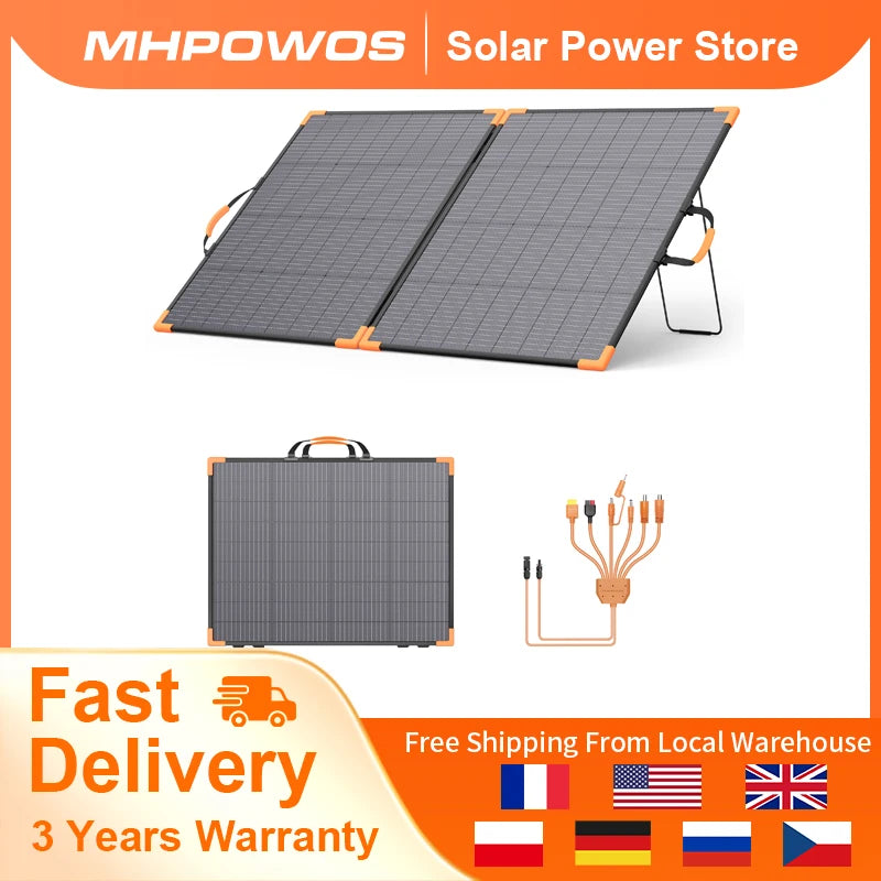 MHPOWOS 200W Foldable Bifacial Solar Panel With Kickstand