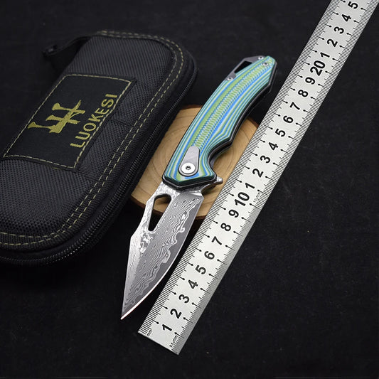 BLACKDRAGON Damascus Steel Folding Knife With G10 Handle