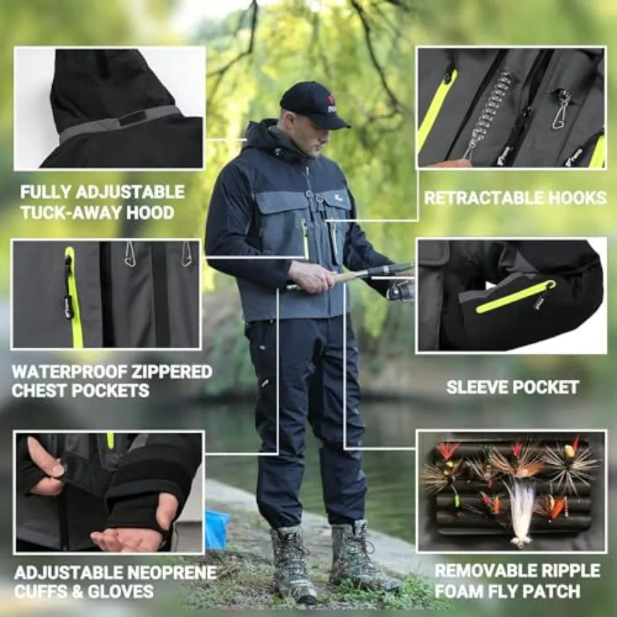 Breathable Waterproof Fishing Wading Jacket For Outdoor Use