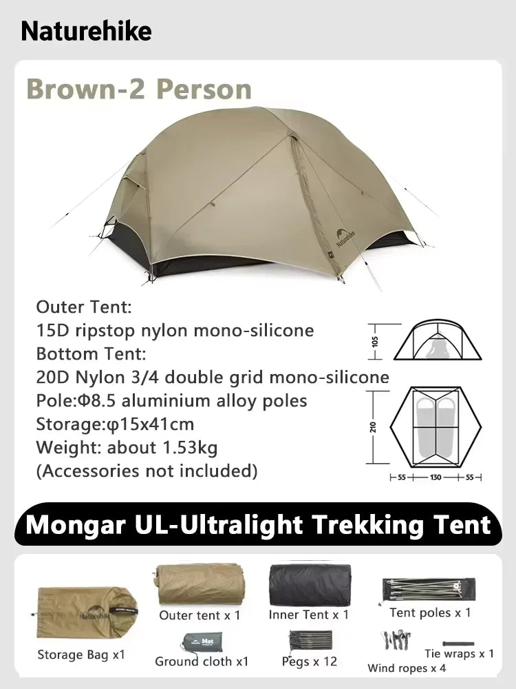 Naturehike Mongar Ultralight Backpacking Tent Waterproof Hiking Shelter
