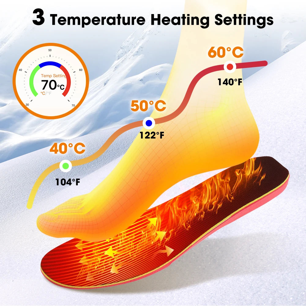 Rechargeable Heated Insoles With App Control For Outdoor Comfort