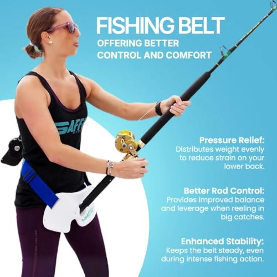 Adjustable Fishing Belt With Rod Holder And Safety Buckle