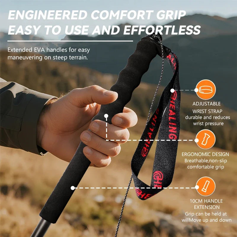 Okhealing Foldable Carbon Fiber Trekking Poles
