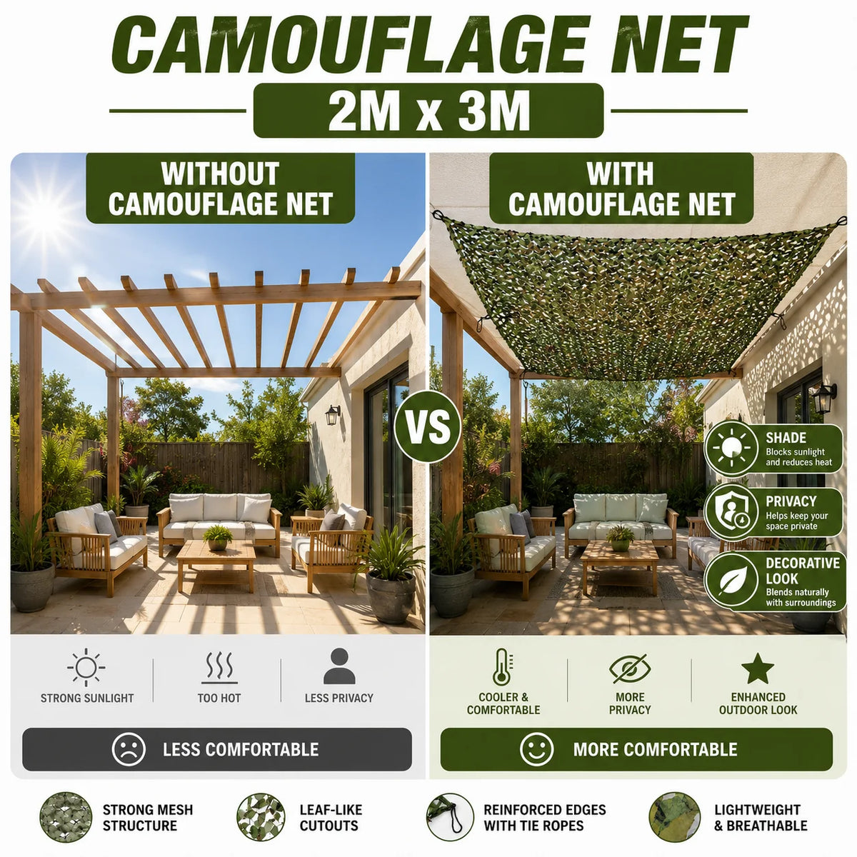 Outdoor Camouflage Netting for Hunting, Camping, and Shade