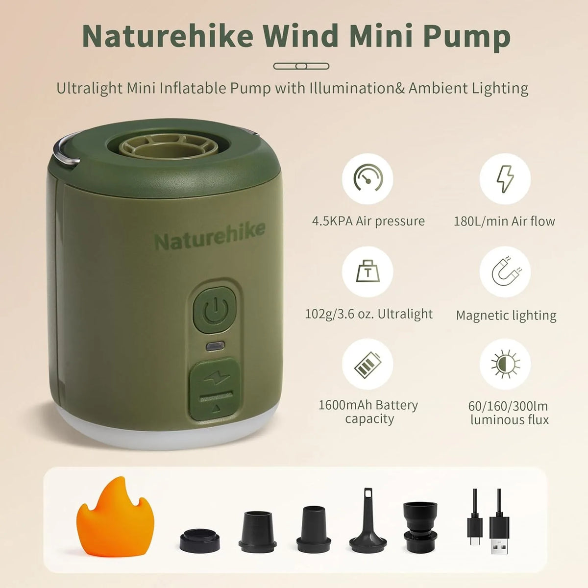 Naturehike Portable Electric Air Pump for Camping and Inflatable Mats