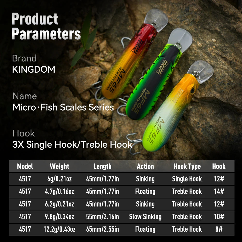Kingdom Sinking and Floating Minnow Fishing Lures for Bass
