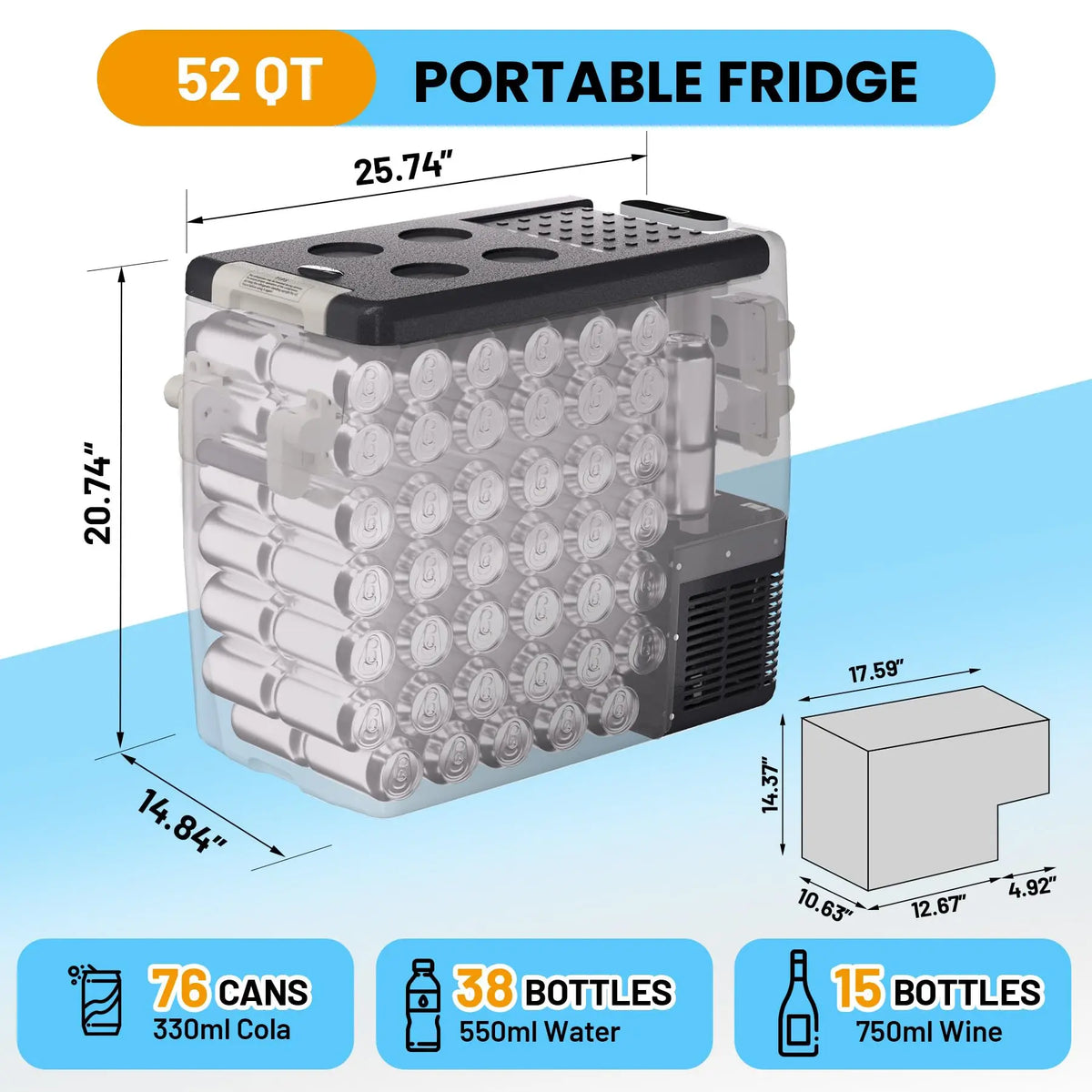 HiMISS Portable 12V Car Refrigerator Freezer for Camping and Travel