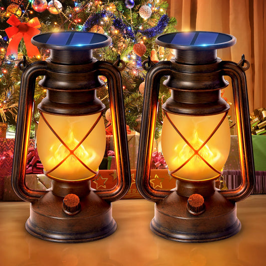 KPSTEK Solar Flickering Flame Lanterns For Outdoor Decor