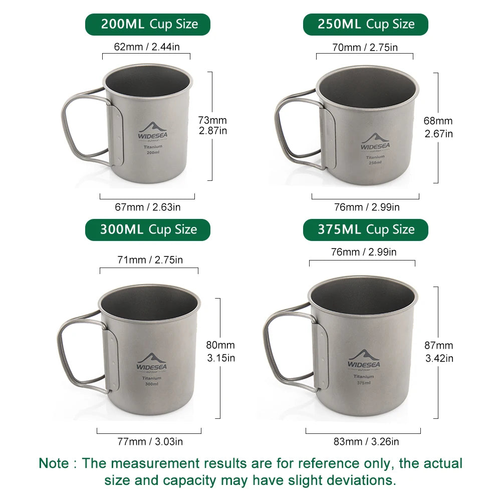 Widesea Titanium Camping Cup With Foldable Handle