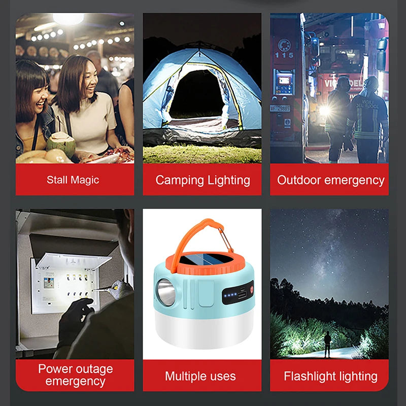 Waterproof Solar Camping Lantern with Remote Control and Power Bank