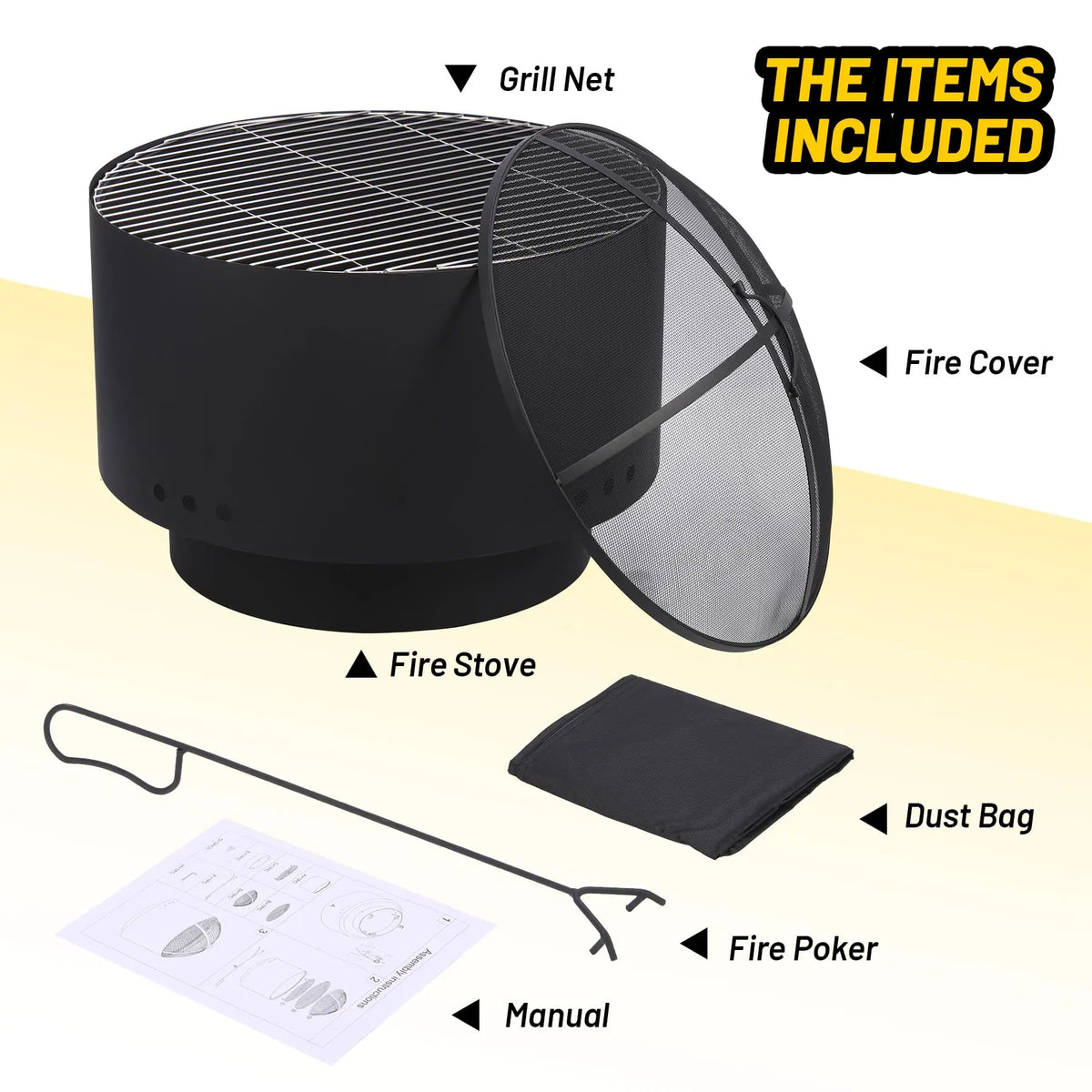 HiMISS Smokeless Wood Burning Fire Pit With Cooking Grate