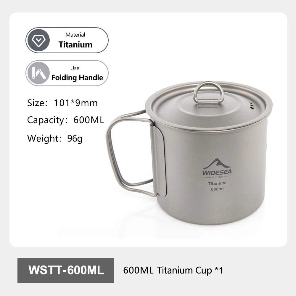 Widesea Titanium Camping Cup With Foldable Handle